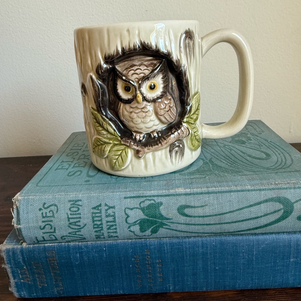 Otigiri Owl Ceramic Mug with Leaf Details